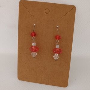 Elegant Red and Clear Beaded Earrings